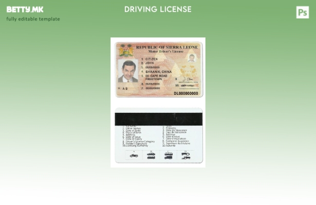 Шаблон за возачка дозвола во модерен стил во Сиера Леоне